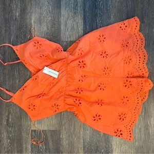 Blue Rain Tangerine Eyelet Sundress